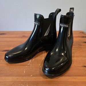 Nautica Glossy Black Rain Boots
